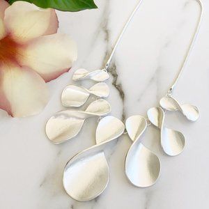 Silver Statement Necklace, Bib Necklace